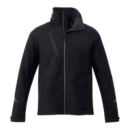 Custom Men's PEYTO Waterproof Softshell Jacket with Roll-Away Hood - Black