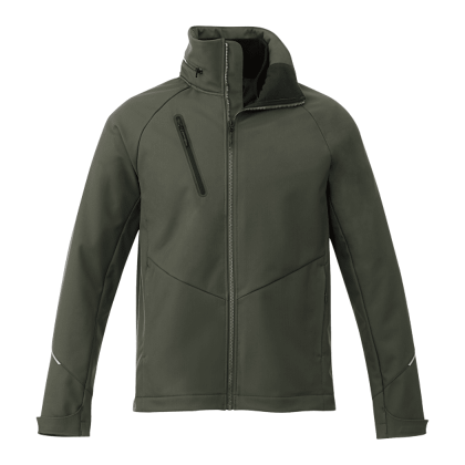 Custom Men's PEYTO Waterproof Softshell Jacket with Roll-Away Hood - Loden