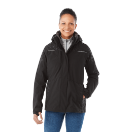 Custom Women's YAMASKA Waterproof 3-in-1 Jacket with Detachable Hood - Black with Black - Front