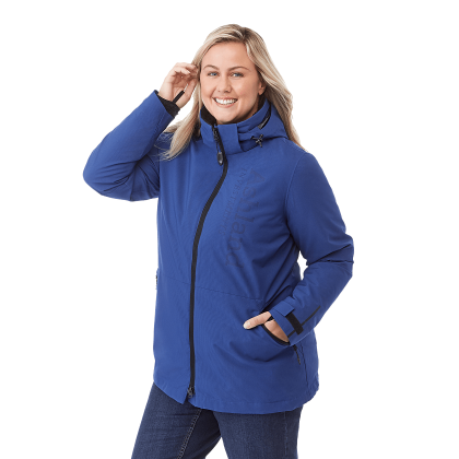 Custom Women's ZERMATT Waterproof Sherpa Fleece 3-in-1 Jacket - Metro Blue with Black - Side