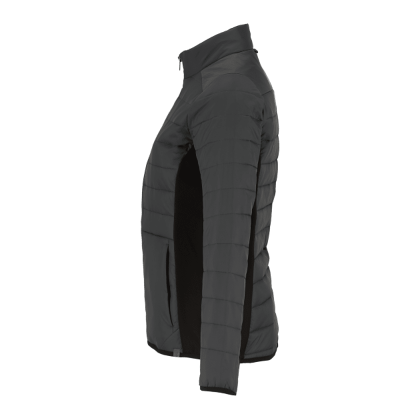 Custom Women's GENEVA Eco Hybrid Insulated Jacket - Gray Storm with Black - Side