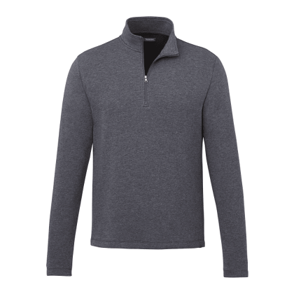 Custom Men's RIGI Eco Knit Quarter Zip Pullover - Heather Dark Charcoal