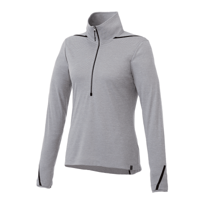 Custom Women's DEGE Eco Knit Performance Half Zip Pullover - Heather Gray with Black