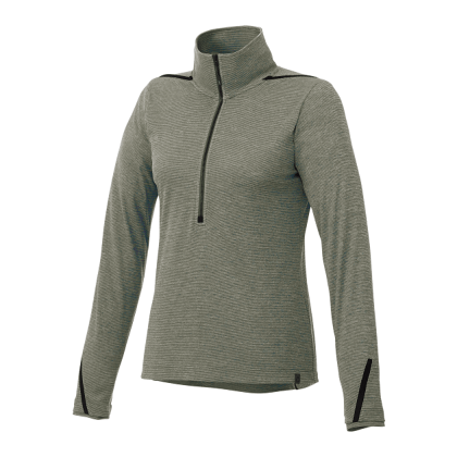 Custom Women's DEGE Eco Knit Performance Half Zip Pullover - Loden Heather with Black