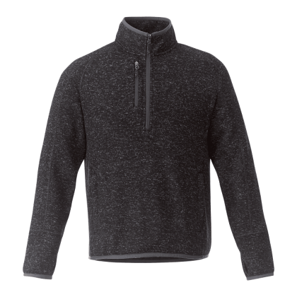 Custom Men's VORLAGE Sweater Knit Half Zip Pullover Jacket -  Black Smoke Heather with Black Smoke Heather