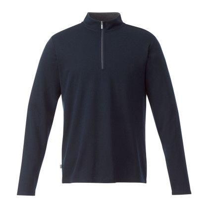 Custom Men's STRATTON Knit Quarter Zip Pullover - Navy Heather