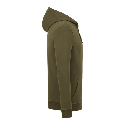 Custom Men's tentree Organic Cotton French Terry Full Zip Hoodie - ten Olive Night Green - Side