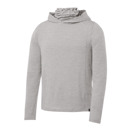 Custom Men's SIRA Eco Performance Knit Lightweight Hoodie with Neck Gaiter - Light Gray Heather