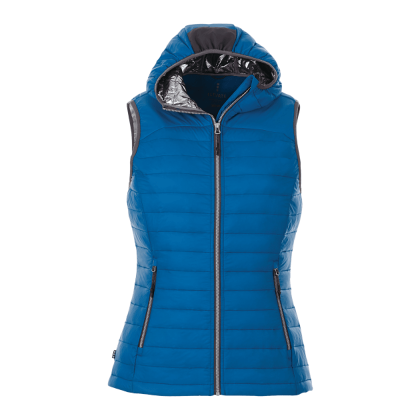 Custom Women's Junction Packable Insulated Puffer Vest With Hood - Olympic Blue