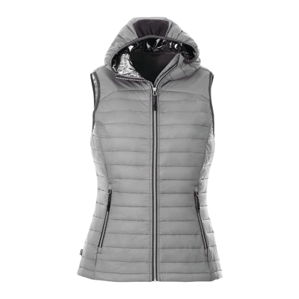 Custom Women's Junction Packable Insulated Puffer Vest With Hood - Quarry