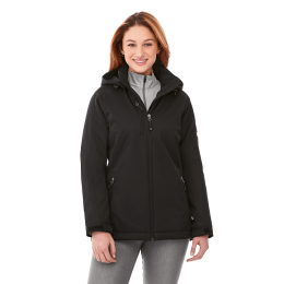 Custom Women's Bryce Insulated Softshell Jacket With Hood - Black - Front