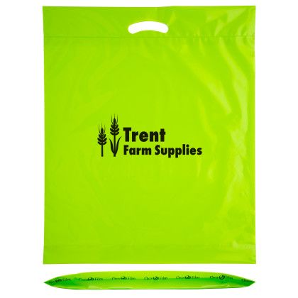 Custom Biodegradable Fold Over Die Cut Bag - 18 x 22 - Lime green