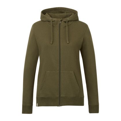 Custom Women's tentree Organic Cotton French Terry Full Zip Hoodie - ten Olive Night Green