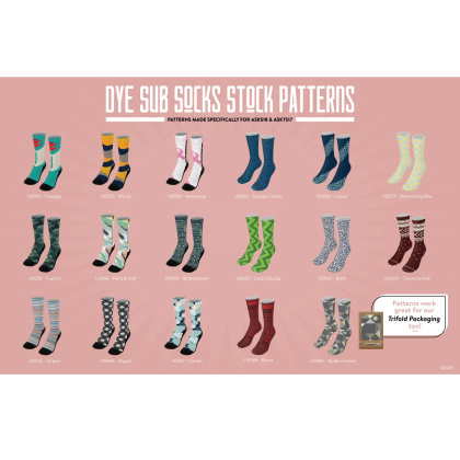 Custom 19" Dye-Sublimated Socks (Pair) with Trifold Packaging - stock designs