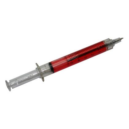 Custom Ballpoint Clicker Syringe Pens - Red