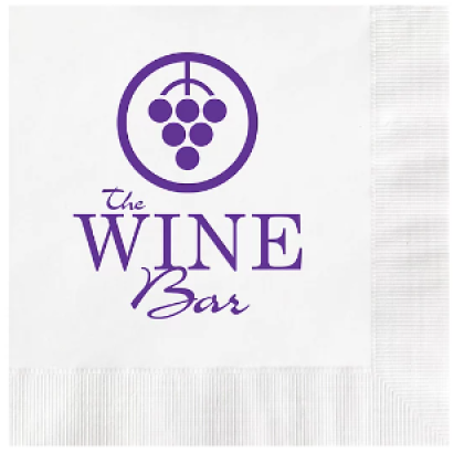 Custom Logo Beverage Napkin Hot Stamp- Coined - White
