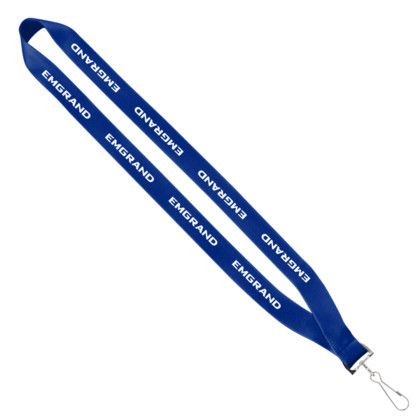 Custom 3/4" Economy Polyester Lanyard - Sewn Silver Tone Swivel Snap Hook - Royal Blue