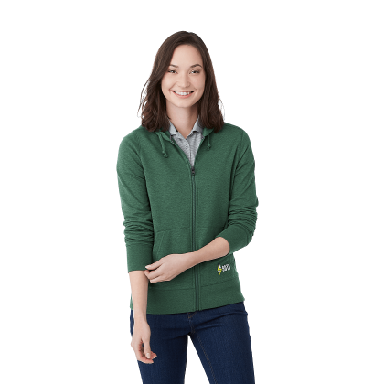 Custom Women's ARGUS Eco Fleece Full Zip Hoody - Juniper Heather - Front