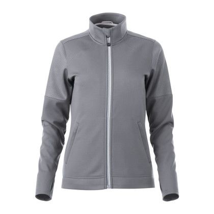 Custom Women's SENGER Knit Full Zip Performance Jacket with Thumb Holes - Steel Gray