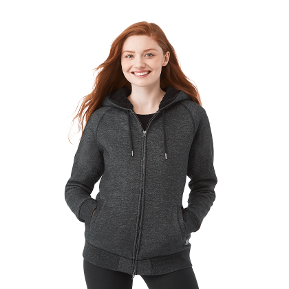 Custom Women's COPPERBAY Roots73 Heavyweight Sherpa Lined Hoodie - Black Mix - Front