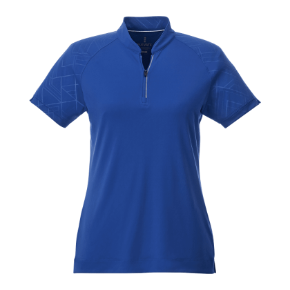 Custom Women's HAKONE Short Sleeve Zip Up Polo - New Royal Custom Women's HAKONE Short Sleeve Zip Up Polo - New Royal