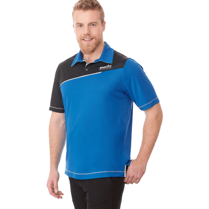 Men's PRATER Short Sleeve Polo - Olympic Blue with Black Smoke - Side