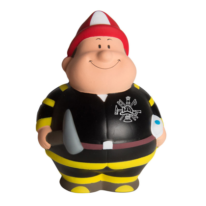 Custom Fireman Bert Stress Reliever with Logo Imprint