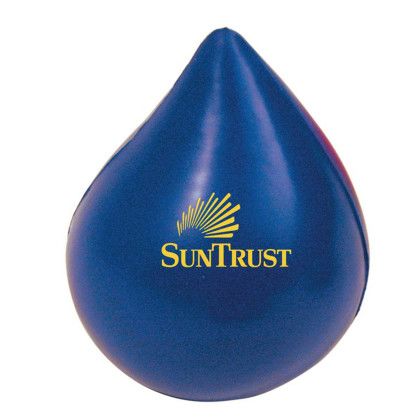 Custom Drop Stress Reliever - Blue with Logo Imprint