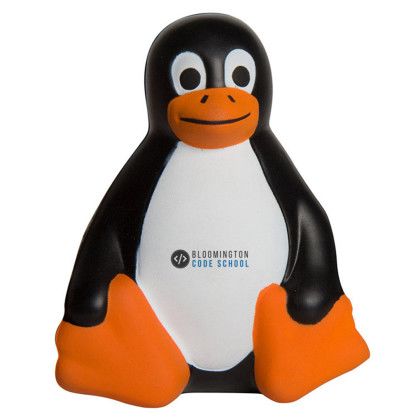 Custom Sitting Penguin Stress Reliever with Logo Imprint