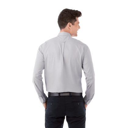 Custom Men's IRVINE Oxford Long Sleeve Button Up Shirt - Silver - Back