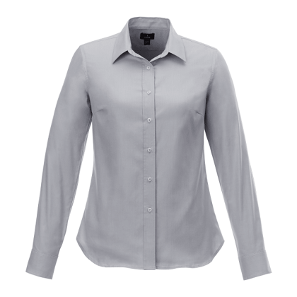 Custom Women's Irvine Oxford Long Sleeve Button Up Shirt - Silver