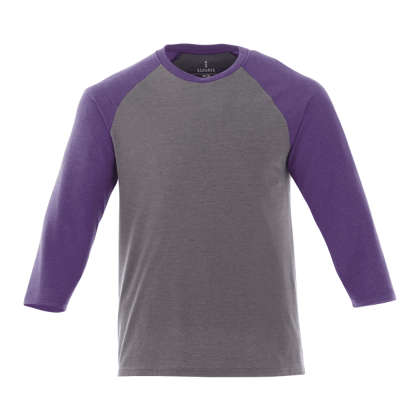 Men's Dakota Three Quarter Raglan Tee - Purple Heather/Medium Heather Gray
