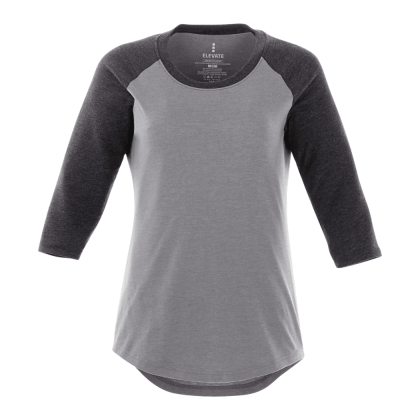 Custom Women's DAKOTA Three Quarter Raglan Tee - Heather Dark Charcoal/Medium Heather Gray