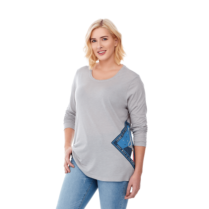 Custom Women's Holt Long Sleeve Tee - Heather Gray - Side