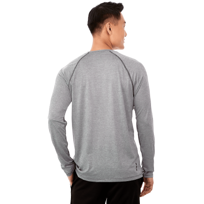 Custom Men's QUADRA Long Sleeve Performance Quarter Zip Tee Shirt - Heather Gray - Back