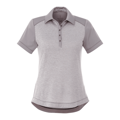 Custom Women's SAGANO Short Sleeve Polo - Olympic Blue Heather with Invictus Custom Women's SAGANO Short Sleeve Polo - Olympic Blue Heather with Invictus