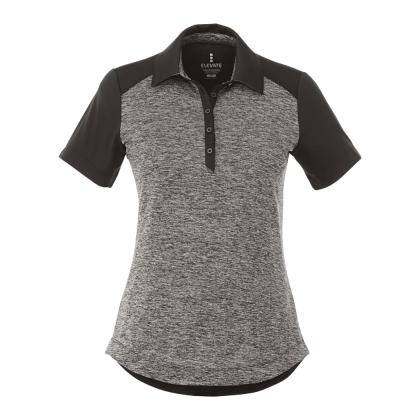 Custom Women's SAGANO Short Sleeve Polo - Heather Dark Charcoal with Black Smoke Custom Women's SAGANO Short Sleeve Polo - Heather Dark Charcoal with Black Smoke