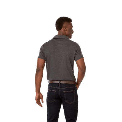 Custom Men's CONCORD Short Sleeve Polo - Heather Dark Charcoal - Back