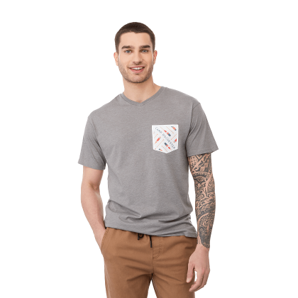 Men's MONROE Short Sleeve Pocket Tee - Medium Heather Gray with White - Front