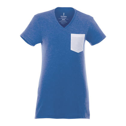 Women's MONROE Short Sleeve Pocket Tee - New Royal Heather with White