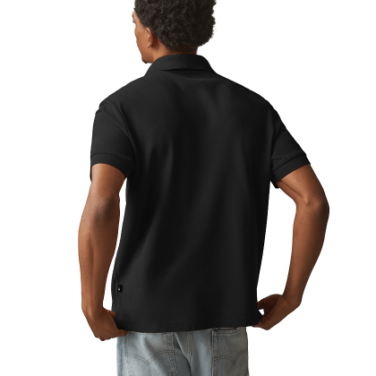 Custom Men's American Giant Cotton Pique Classic Polo - Black - Back