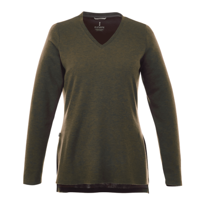 Custom Women's BROMLEY Knit V-Neck Sweater - Loden Heather