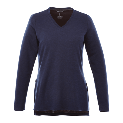 Custom Women's BROMLEY Knit V-Neck Sweater - Metro Blue Heather