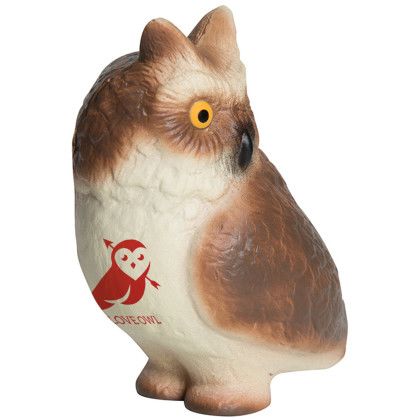 Custom Horned Owl Stress Reliever with Logo Imprint