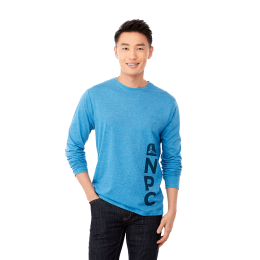 Custom Men's Holt Long Sleeve Tee - Olympic Blue Heather - Front