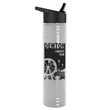Custom 32 Oz. Adventure Bottle With Flip Straw Lid - Made With Tritan ReNew - Clear with Black Lid