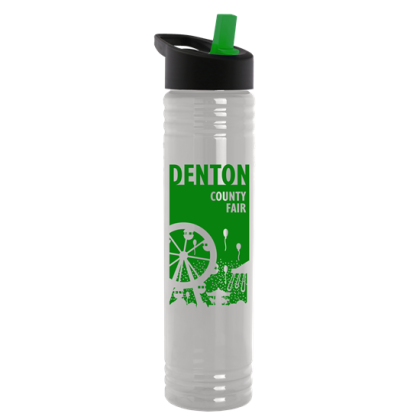 Custom 32 Oz. Adventure Bottle With Flip Straw Lid - Made With Tritan ReNew - Clear with Black Lid
