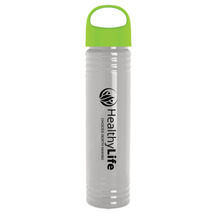 Custom 32 Oz. Adventure Bottle With Oval Crest Lid - Made With Tritan ReNew - Clear with Lime Green Lid