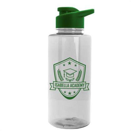 Custom The Mountaineer - 36 Oz. Tritan ReNew Bottle With Drink Thru Lid - Clear with Green Lid