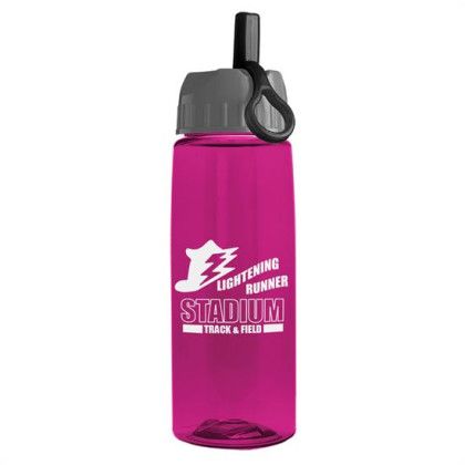 Custom The Flair 26 Oz. Bottle Made With Tritan ReNew Ring Straw Lid - Transparent Hot Pink